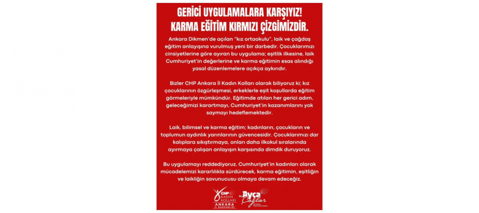 Ayça Çağlar: Karma Eğitim Kırmızı Çizgimizdir - GÜNDEM - İnternetin Ajansı